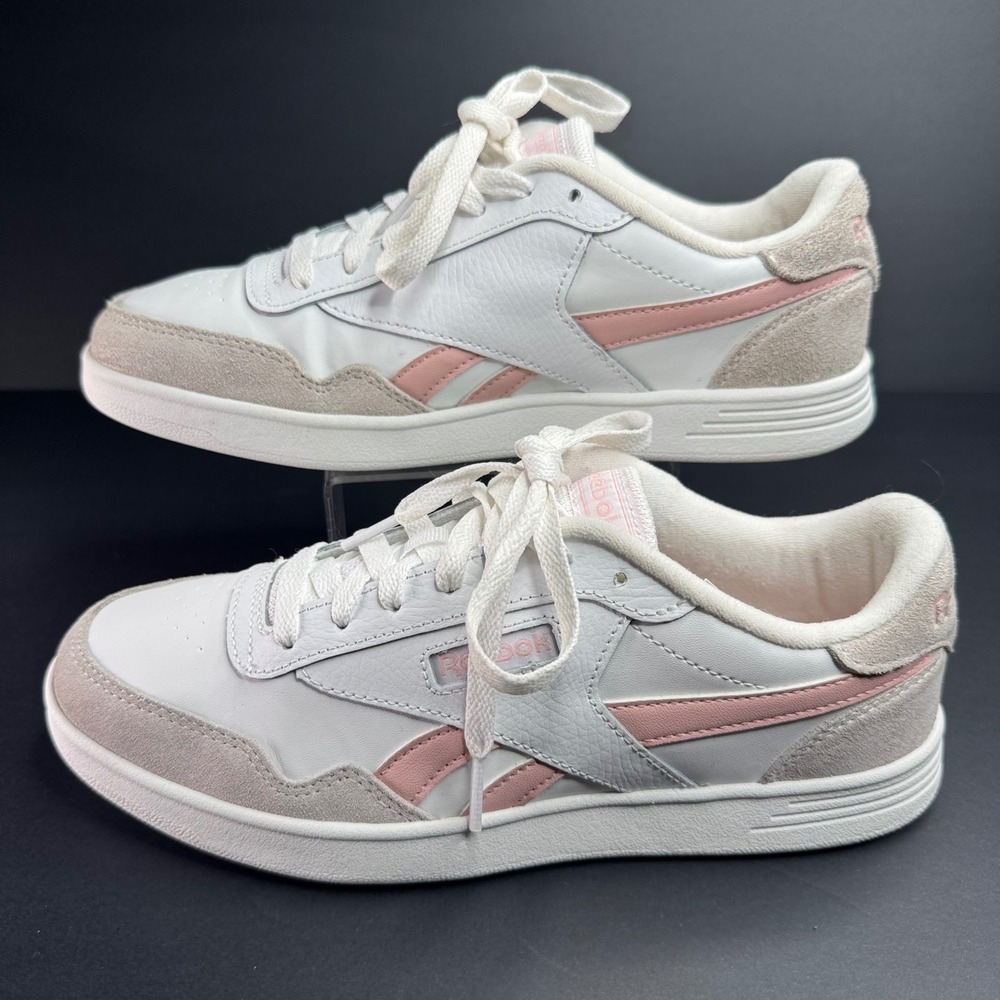Reebok Court Advance Womens Shoes White Pink Suede Sneakers AR30124W Size 8.5
